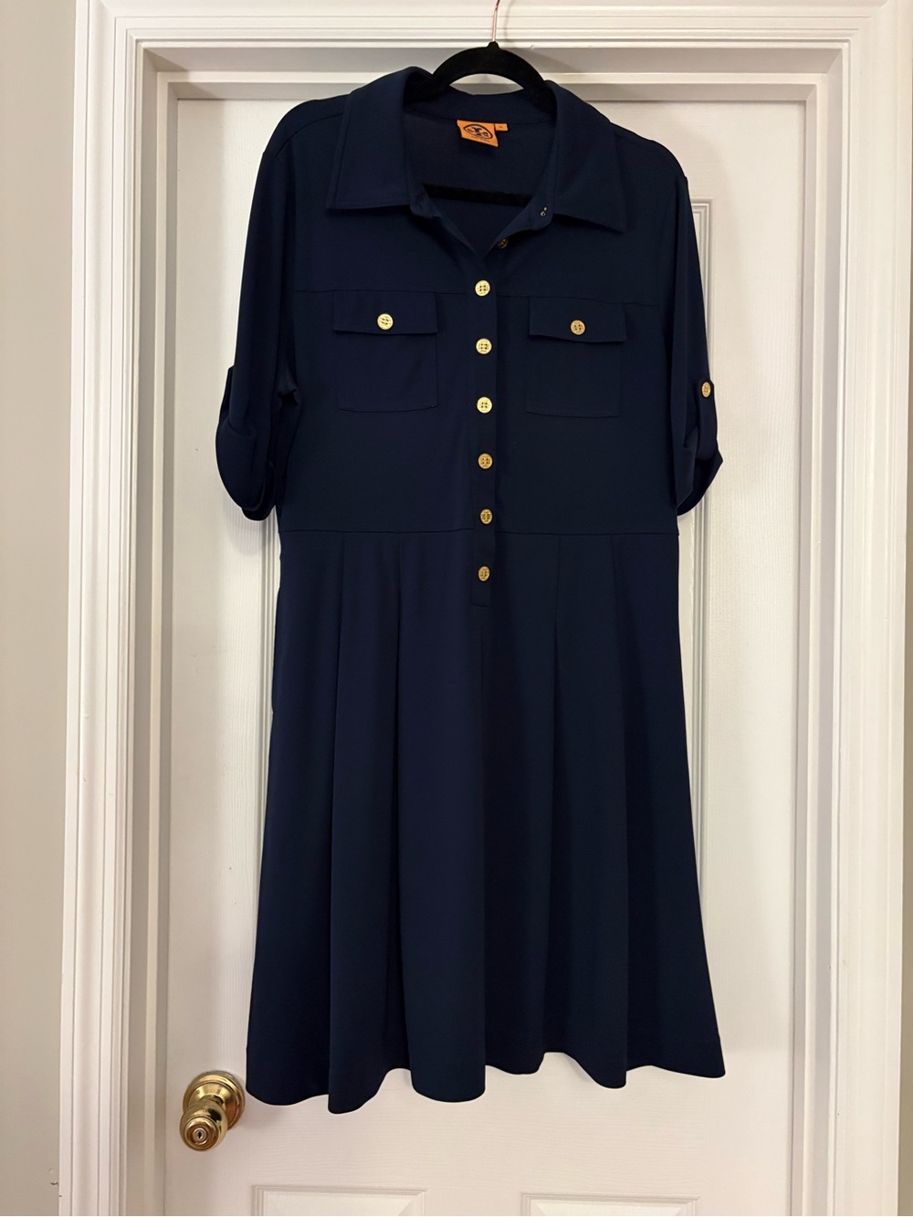 Tory Burch Classic Navy Shirt Dress with Gold Buttons XL